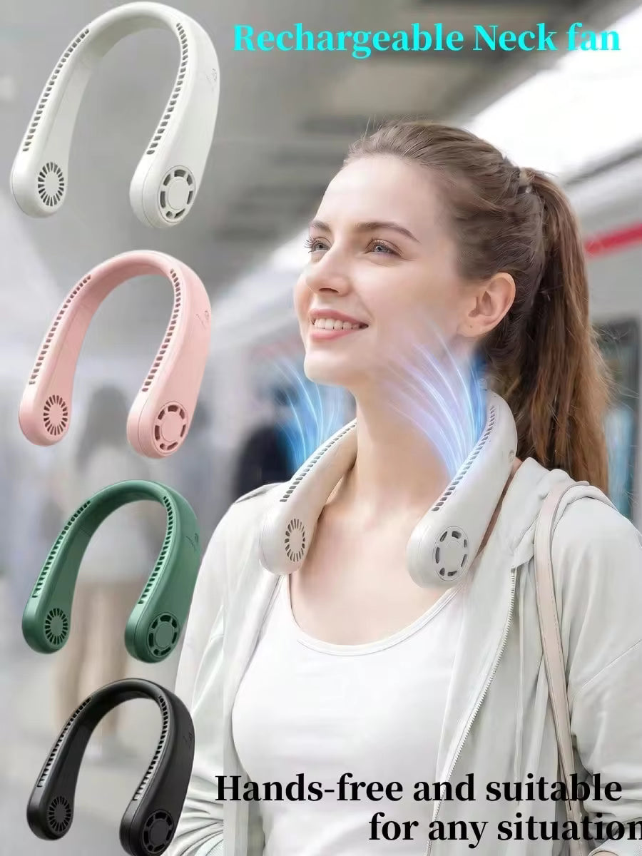 1pc Mini Portable Neck Fan, 3-Speed Wind, Bladeless Design, Suitable For Office Desk, Dorm, Outdoor Activities, School, Summer Travel, Kitchen, Camping, Cruise, Beach Trip, Women's Travel Essential, Travel Must-Have, 800mAh
